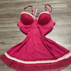 Rampage Fuchsia Lace Trim Chemise